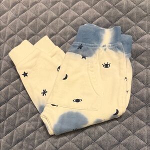 Kids' Blue & White Tie-Dye Space Print Joggers